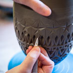 Amberlea McNaught working in her studio 2019